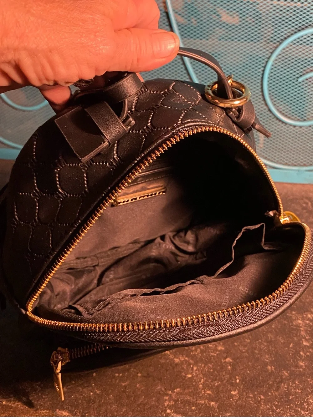 NWOT Steve Madden small backpack,tassel logo keychain,credit card wallet,black